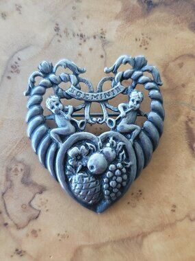 Vintage Art Nouveau Style Sterling Gemini Zodiac Brooch by Cini
